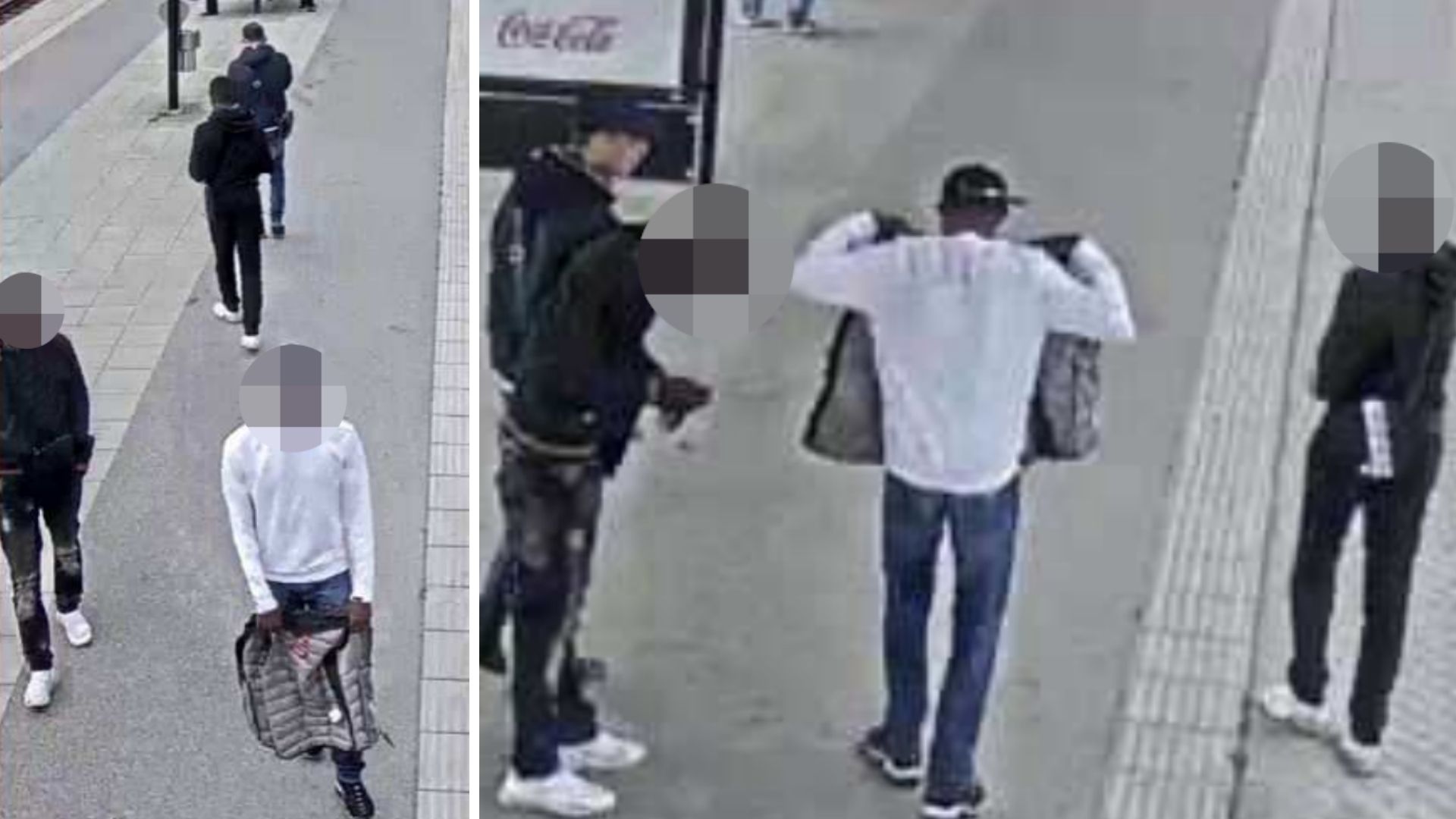 Gänget poserar med den stulna västen. Foto: Polisen