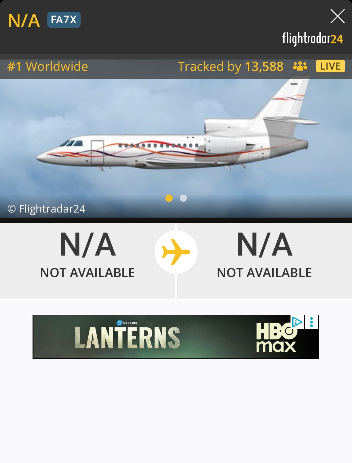 Planet var det mest följda på Flightradar24 Foto: Skärmdump/Flightradar24