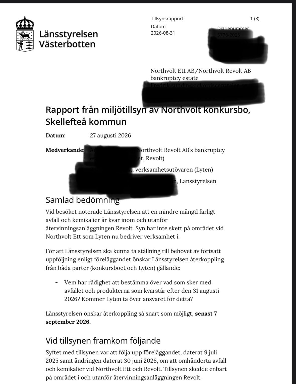 Tillsynsrapporten.