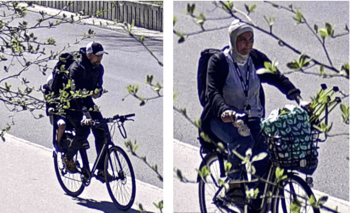 Bild från övervakningskamera där tilltalad handlar med sin familj med sitt egna kort trots rapporterat arbetstid. Foto: Polisen.&nbsp;