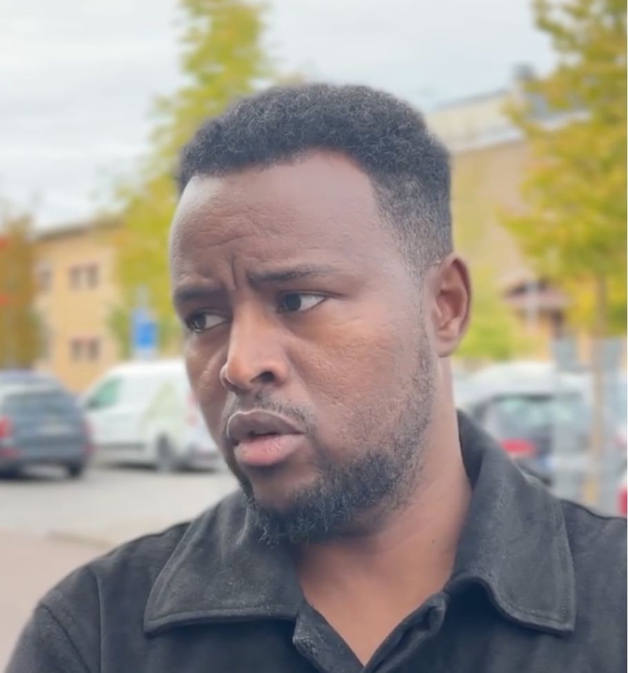 Bishar Omar som intervjuades i GP. Foto: Skärmdump, GP.&nbsp;