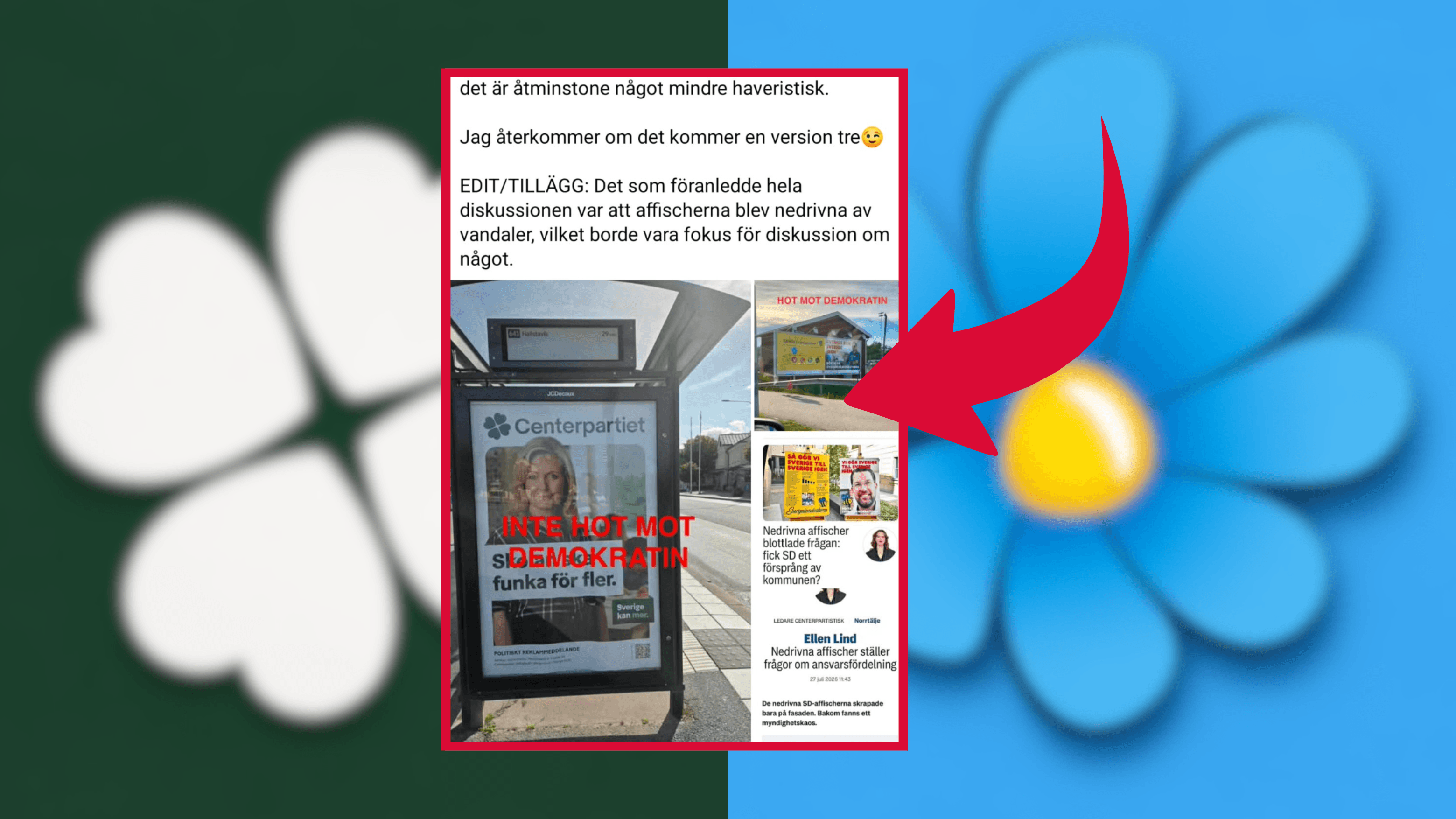 Centertidning går till attack – efter sabotaget mot SD-affischerna