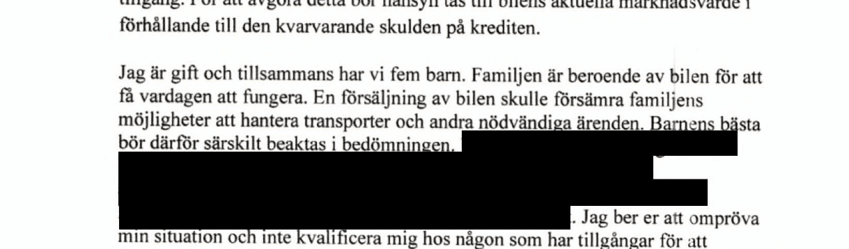 Hanad Ali (V) överklagade beslutet, men fick avslag. Faksimil