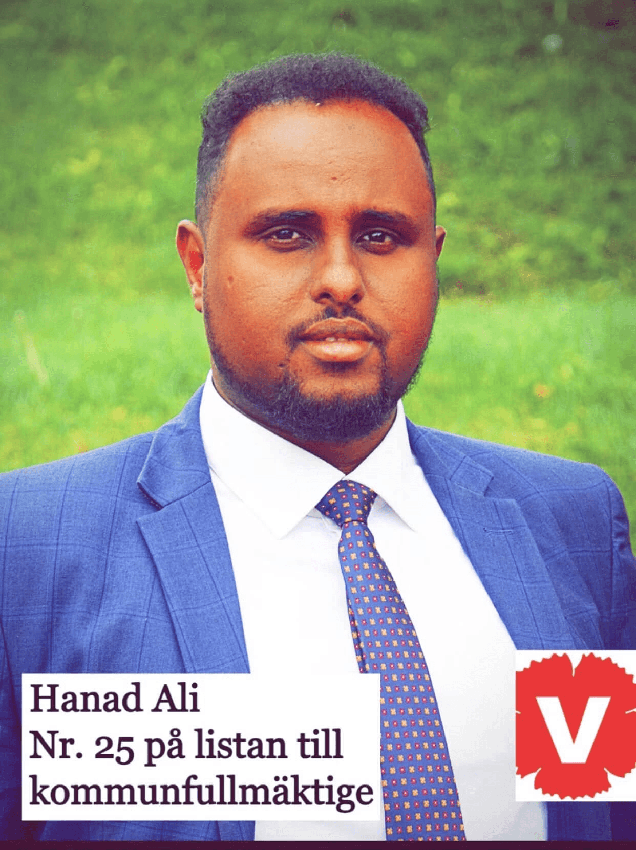 Hanad Ali kandiderade för Vänsterpartiet i valet 2022. Faksimil