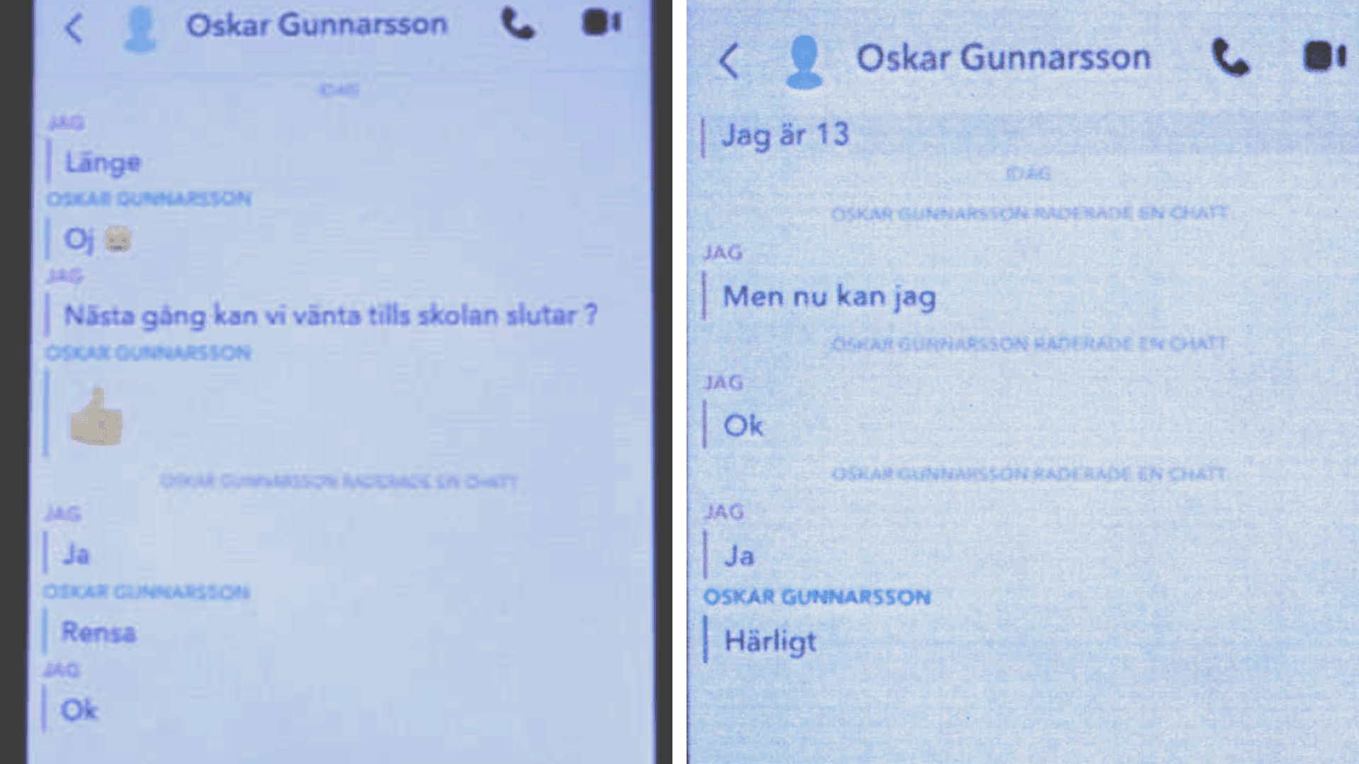 Utdrag ur Snapchat-konversationer som åklagaren menar styrker åtalet.