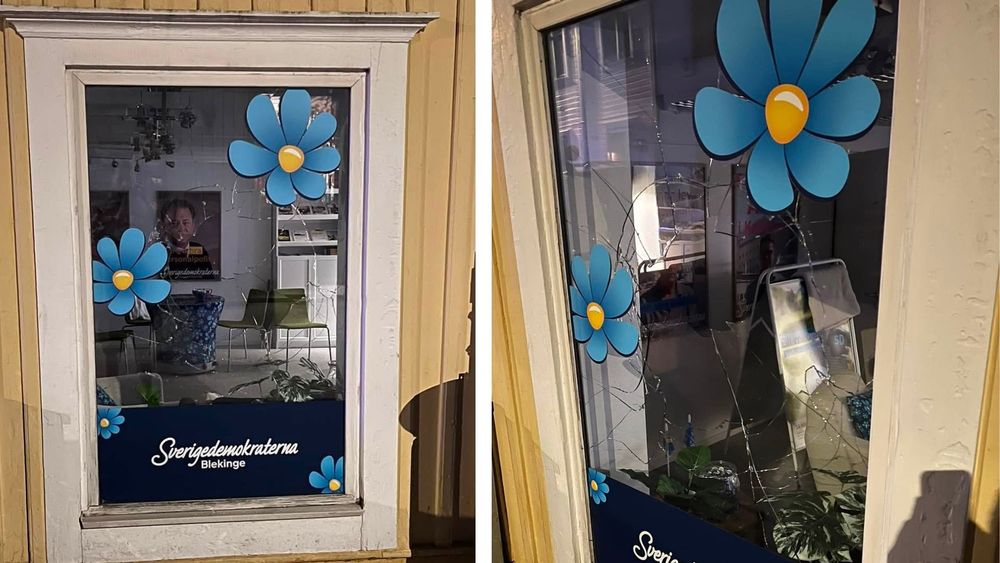 SD-lokal attackerad igen – fönster krossades med tegelsten
