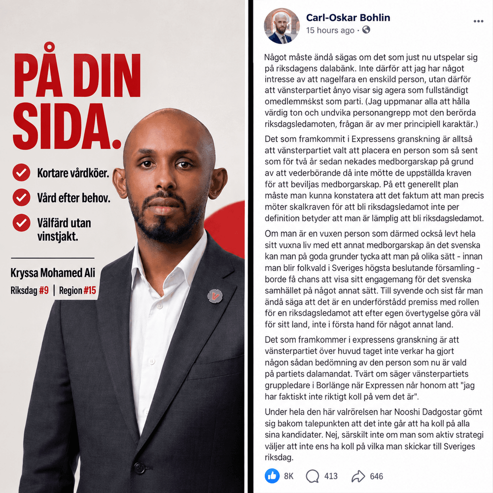 Carl-Oskar Bohlin sågar V efter riksdagsskrällen: "Fullständigt omdömeslöst"