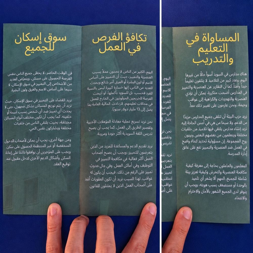 Miljöpartiet varnar för rasism – på arabiska