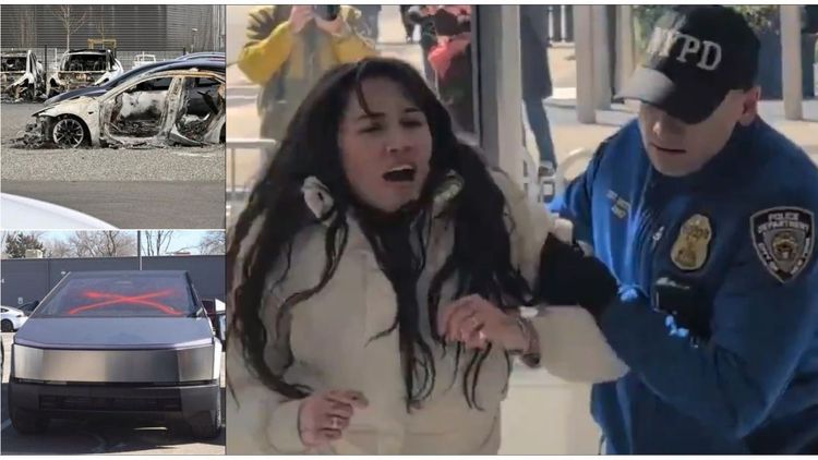 Se videon: Upploppsmakare släpas iväg av polisen efter Tesla-vandalism