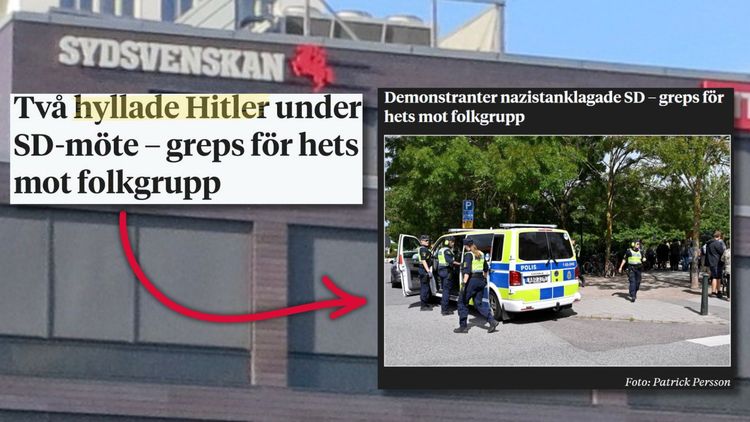 Sydsvenskan: "Hyllade Hitler" på SD-möte – var motdemonstranter