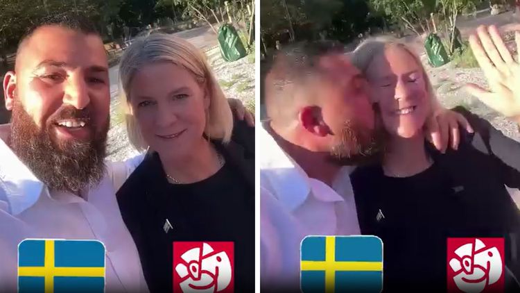 Man kysser Magdalena Andersson: "Mamma"
