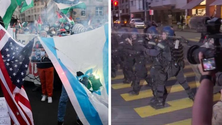 Sammandrabbningar mellan polis och palestinaaktivister under Eurovision