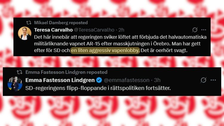 S-toppar rasar när Tidöpartierna skrotar tvångsinlösen av AR-15-vapen