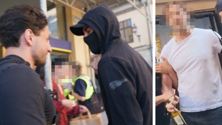 Nick Alinia omringades och attackerades av vänsteraktivister