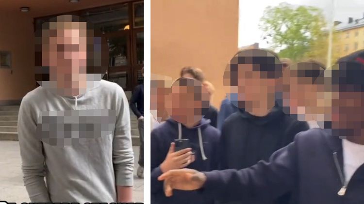 "Kinesen" pressar ensam skolpojke framför högljudd grupp