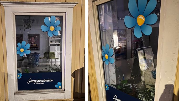 SD-lokal attackerad igen – fönster krossades med tegelsten