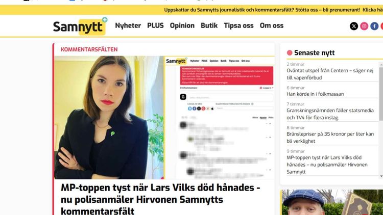 MP-toppen Annika Hirvonen polisanmäler Samnytt 