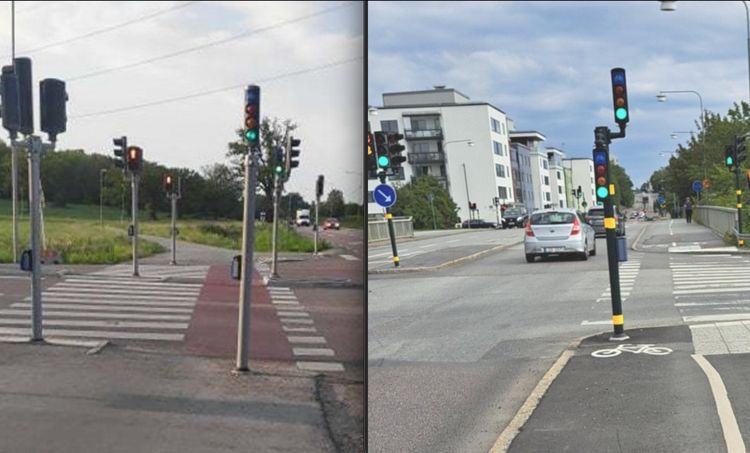 Här är cykelbanan där Trafikverket uppmanade att cykla på gångbanan