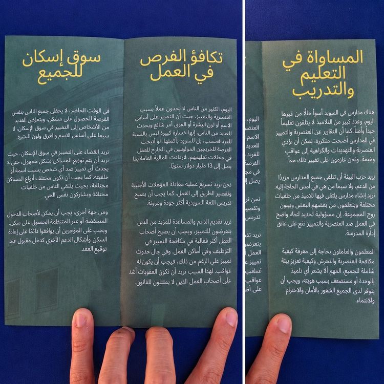 Miljöpartiet varnar för rasism – på arabiska